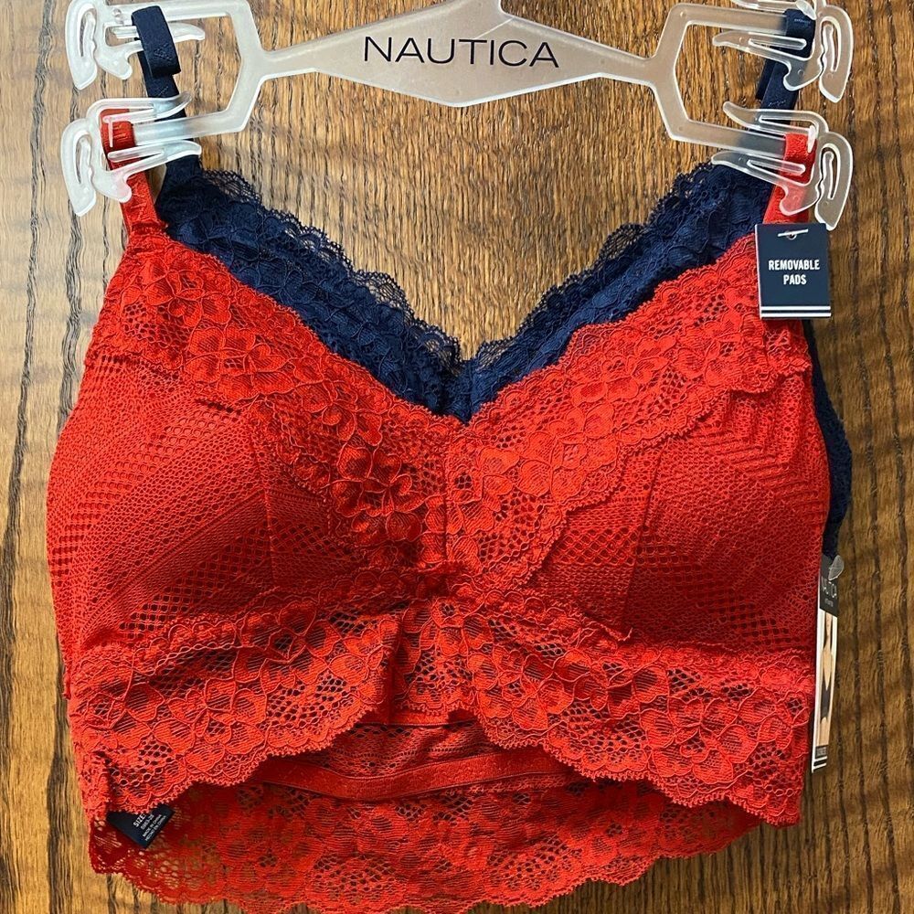 Nautica red and Navy lace sports‎ lounge bralette 2 pack